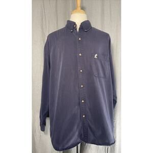 Walt Disney‎ World Shirt Mens XXL Blue Button Down Mickey Mouse White Logo